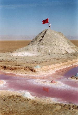 Lago salato e affioramento batterico